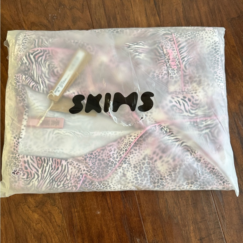 SKIMS Pink and Black Animal Print Set